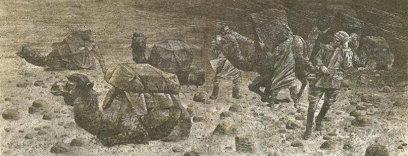 unknow artist Hedins expedition wonder a beach langt in in Takla Makanoknen in April 1894